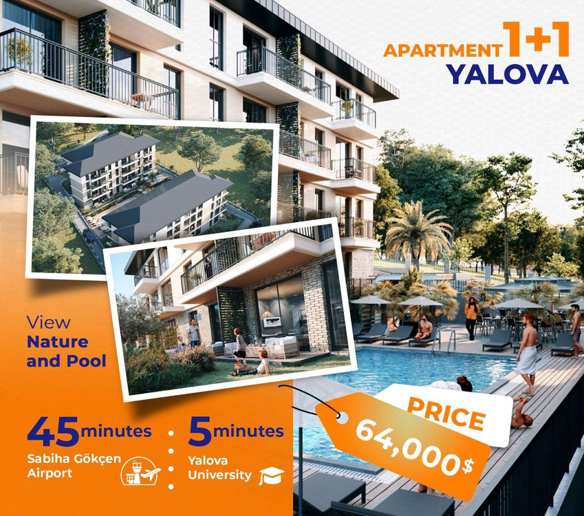 Турция. Ялова. Квартира новая 55м2. 1+1.  — Поисковик недвижимости от застройщиков и собственников GEOLN.COM. Фото 1