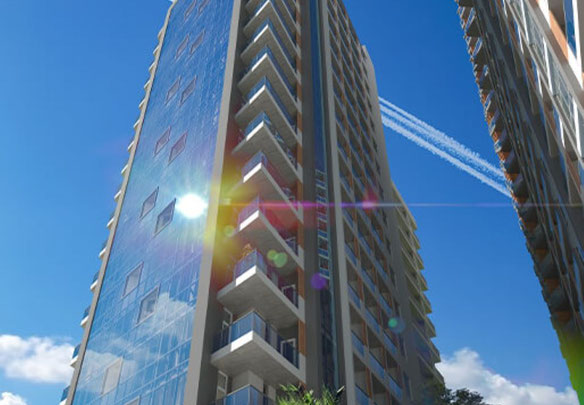 巴统 B 街区的白框蝙蝠塔