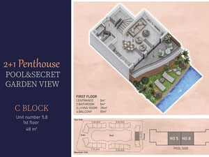 2 卧室公寓 37 平方米，位于土耳其阿拉尼亚 — 来自开发商和业主的房地产搜索引擎 GEOLN.COM. 照片 24